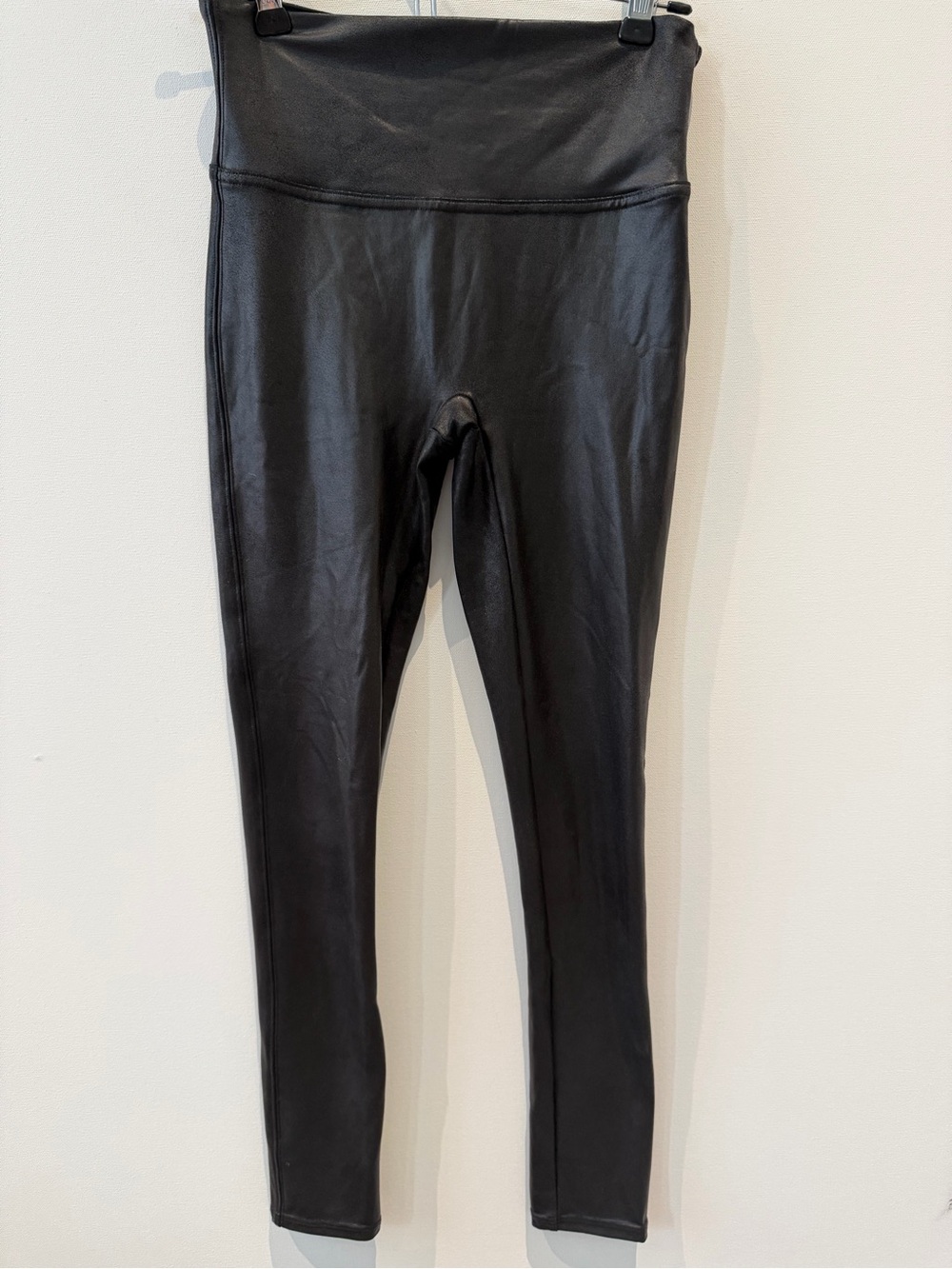 SPANX Black High-Waist Faux-Leather Leggings womenās size S/P